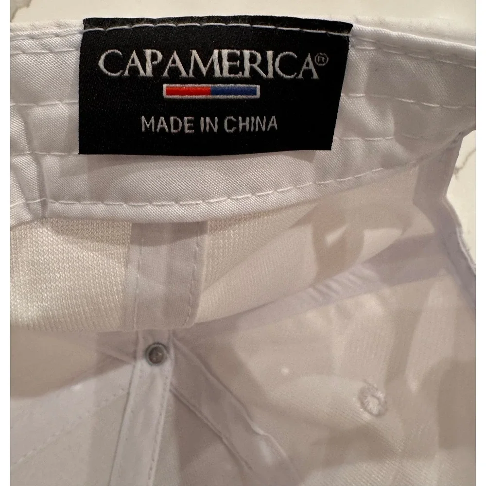 Cap America Camp David White Ripstop Baseball Hat Pink‎ Fish Skeleton Patch Cap